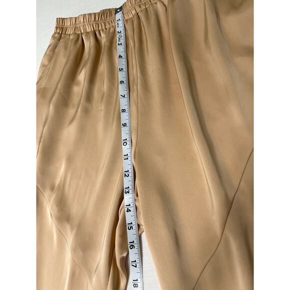 Ramy Brook Tad Cropped Pant Buttercream Satin Joggers pockets Size L - Picture 7 of 10